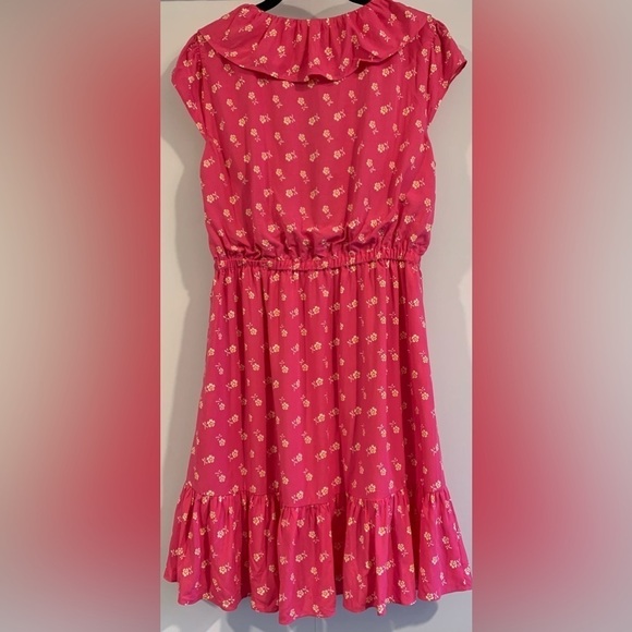 NWT, J. Crew Faux Wrap, Knee Length Dress in Fuchsia w/ Floral Pattern, Size 4 - Picture 7 of 12